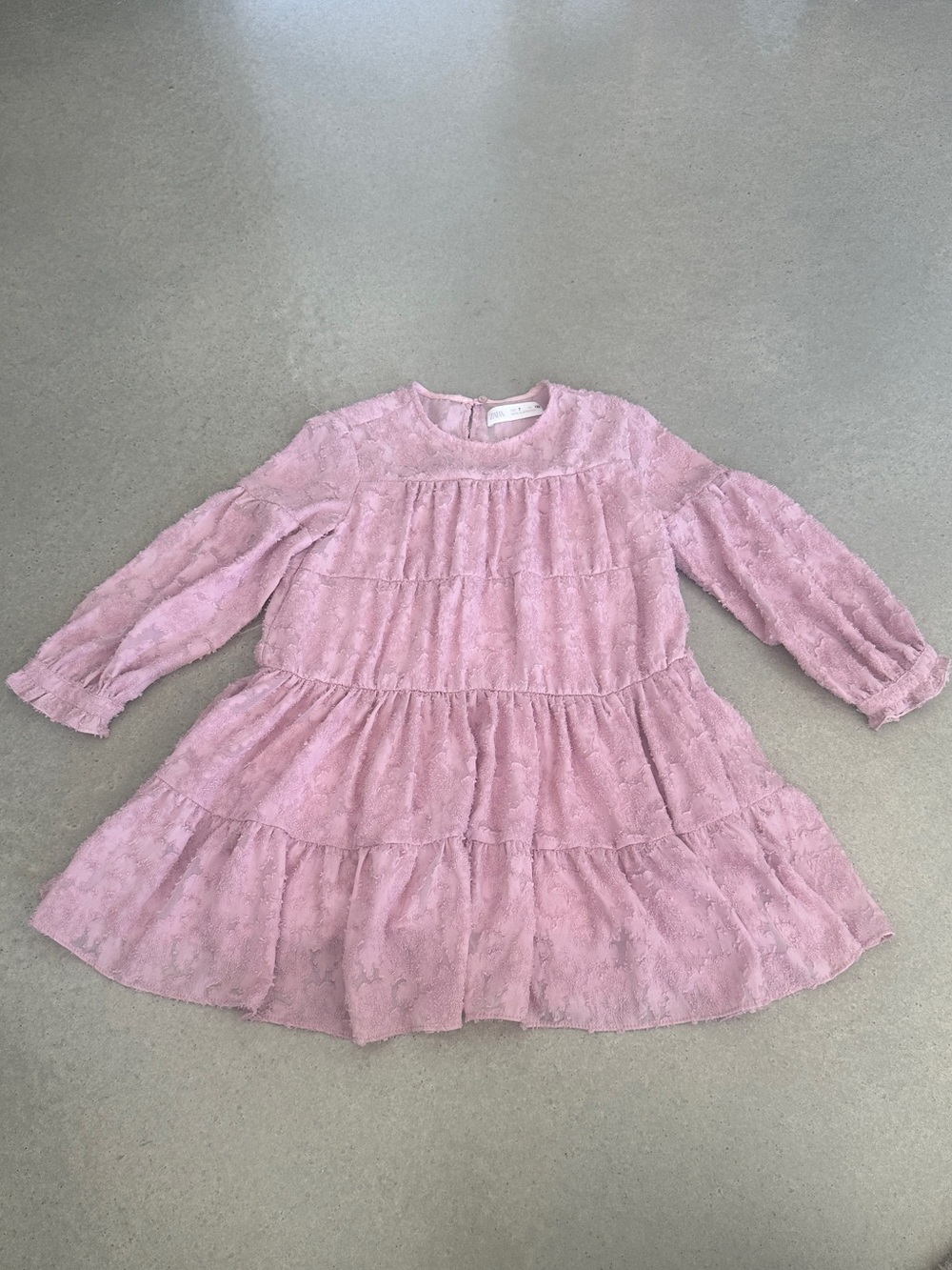 Zara Dusty Pink Tiered Lace Girls Dress — size 7